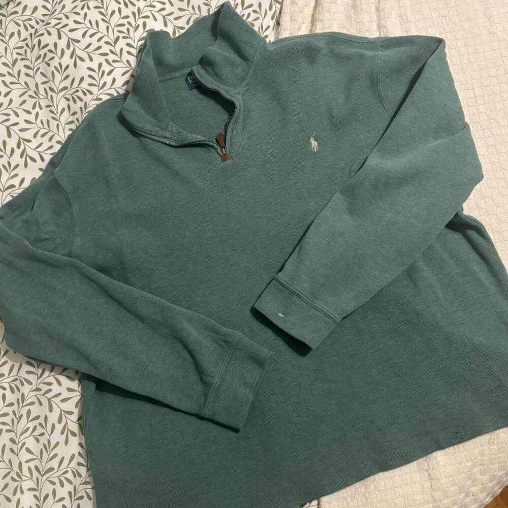 green ralph lauren quarter zip sweater in xl